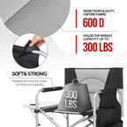 mefeir Tall Camping Chair Makeup Artist Director Chair 26" Counter Height, Portable Folding Design with Side Table, Cup Holder & Side Storage Bag, Heavy-Duty Iron Frame (300 lbs Capacity)