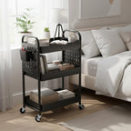 danpinera Craft Cart, Black Rolling Cart with Retractable Dividers & DIY Pegboards for Kitchen, Bedroom, Laundry
