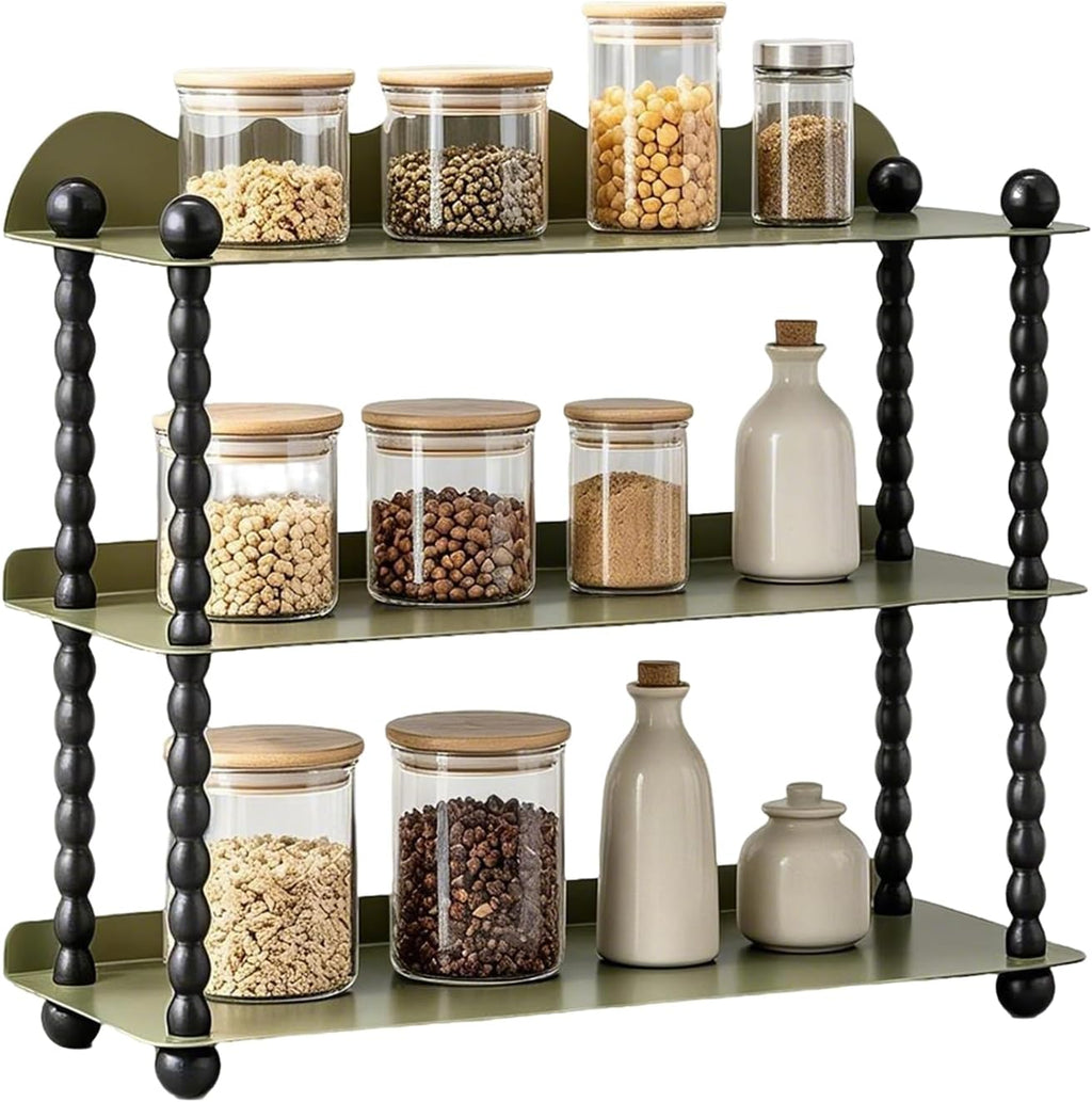 Round Side Table,Countertop Organizer,Vintage Metal Spice Rack, Multi-Purpose Bathroom Counter Organizer,Small Drink Table for Small Spaces