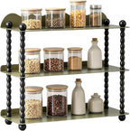 Round Side Table,Countertop Organizer,Vintage Metal Spice Rack, Multi-Purpose Bathroom Counter Organizer,Small Drink Table for Small Spaces