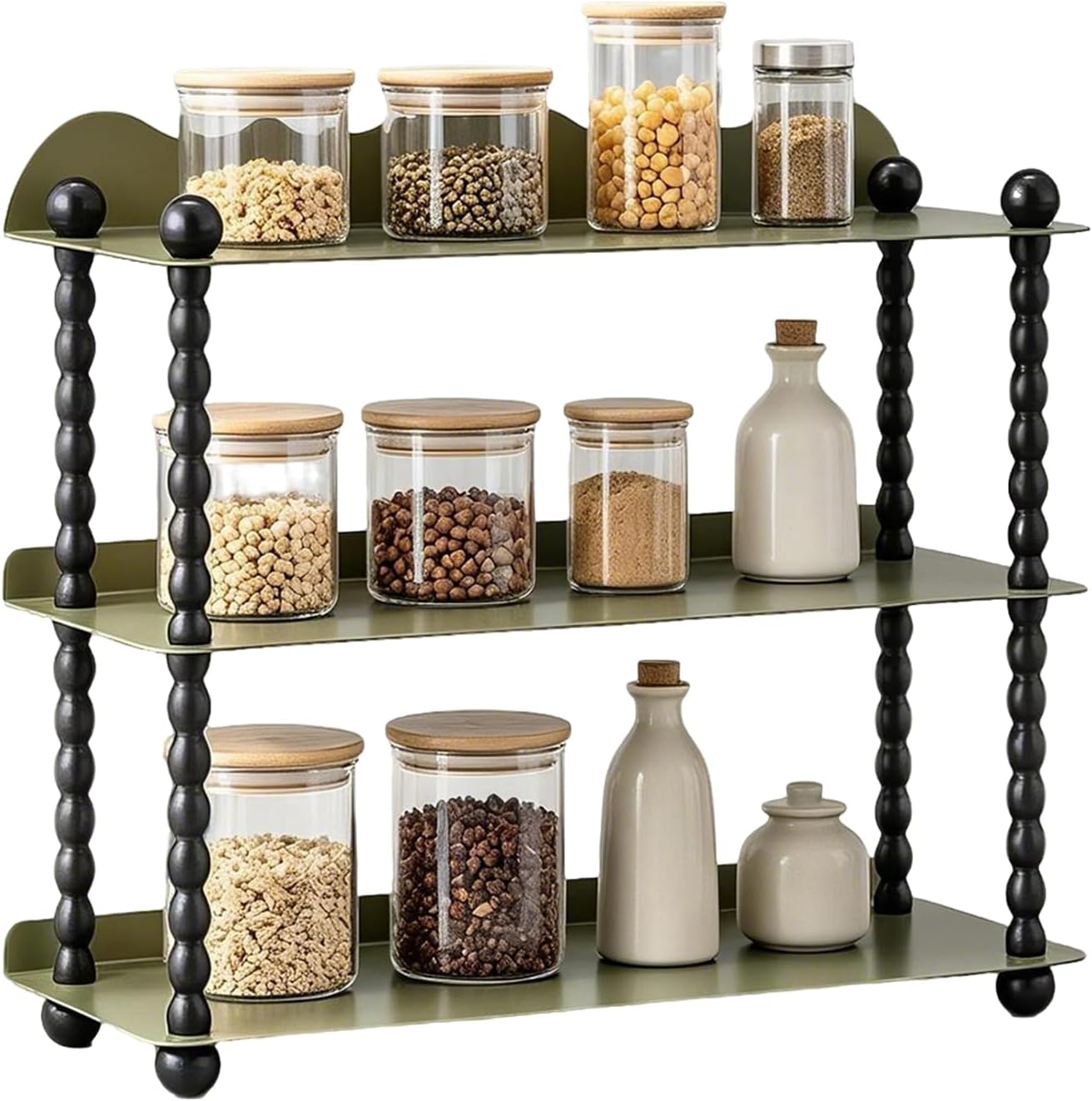 Round Side Table,Countertop Organizer,Vintage Metal Spice Rack, Multi-Purpose Bathroom Counter Organizer,Small Drink Table for Small Spaces