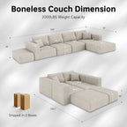 150" Modern Boneless Sectional Couches for Living Room,Oversized Modular Sectional Sofa,Extra Deep 6 Seater,Plush Comfy Cloud Couch with Flexible Layout,No Assembly Required,Beige Chenille