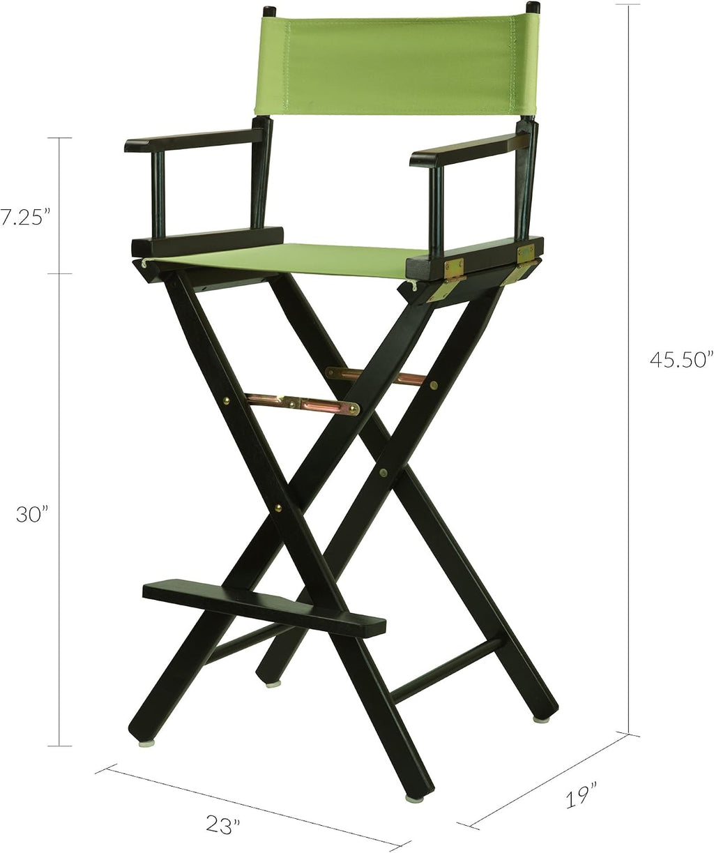 Casual Home 230-02/021-72 30" Black Frame-Lime Green Canvas Director Chair Bar Height, BlackFrame