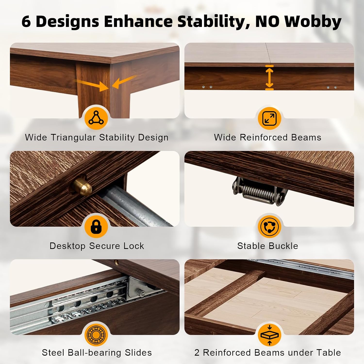 SoarFlash 5 Piece Extendable Dining Table Set for 4-8 Person, Wooden Dining Room Table with 4 Chairs for Gatherings, Meeting for Small Kitchens, Dining Office Areas(Beige/Brown)