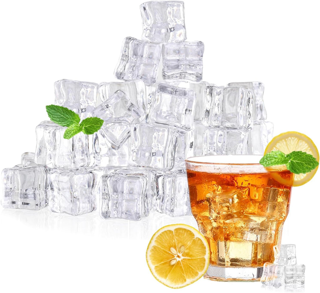 100 PCS Fake Ice Cubes, 0.7'' Acrylic Fake Ice, Ice Cubes Reusable for Vase Fillers Centerpiece Photography Accessories Home Decor