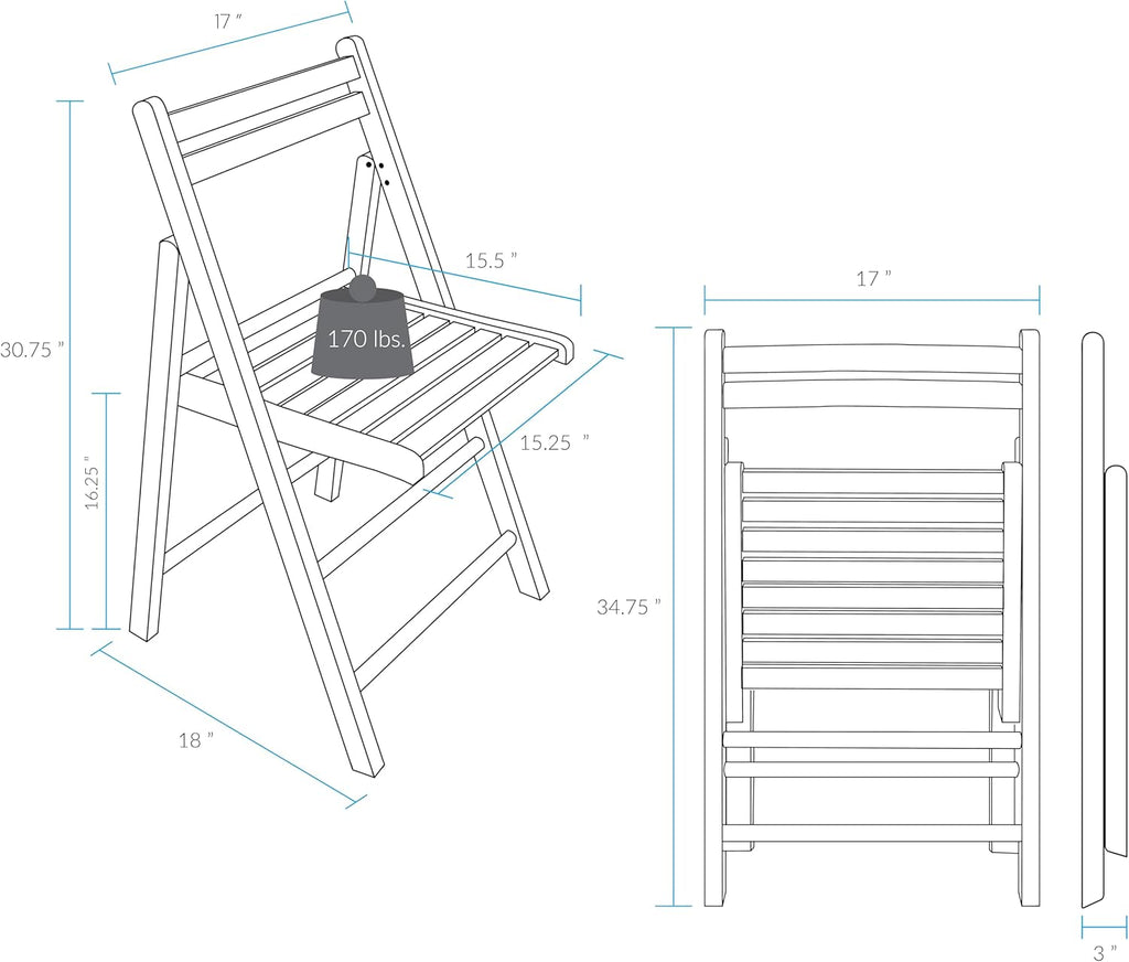 Casual Home Wooden Folding Chairs 2-Pcs Set - Espresso