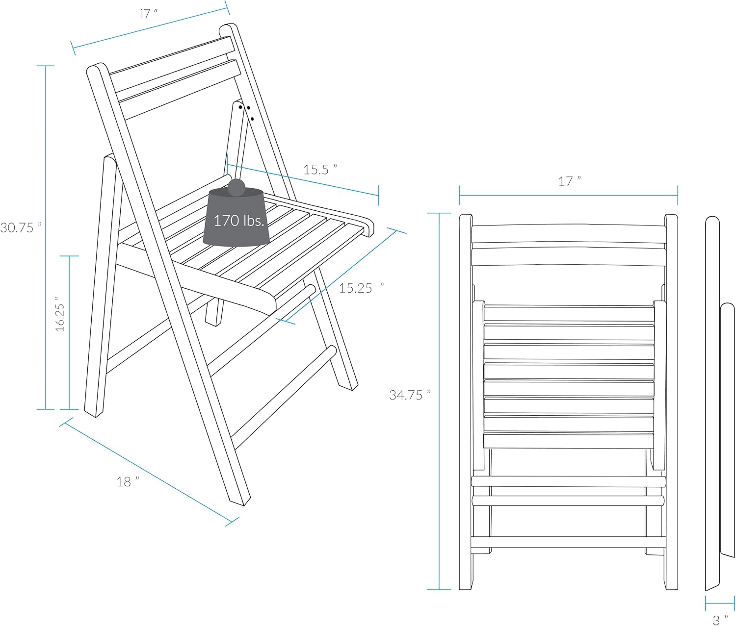 Casual Home Wooden Folding Chairs 2-Pcs Set - Espresso