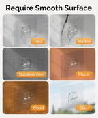 MaraFansie Transparent Adhesive Wall Hooks, Seamless Adhesive Hooks Sticker for Smooth Surface Bathroom/Office/Kitchen (4, Single Hook)