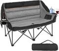 Suteck Double Camping Chair, 660lbs Oversized Camping Couch w/Independent Seats, Folding Camping Loveseat w/2 Cup & Wine Glass Holders, 1200D Oxford, Side Pocket & Carry Bag, for Camping, Lawn, Patio