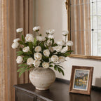 Juxdp 6 PCS Artificial Peony Branches for Vase - 27" Fake Silk Peonies Stems Look Real Faux Flowers for DIY Bouquet, Table Centerpieces, Farmhouse, Home Decor (Cream)