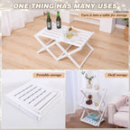 3 Tier Portable Folding Shoe Storage Rack Natural Bamboo Vertical Shoe Rack for Corridors, Bedrooms Living Room Corner and Small Spaces (White)