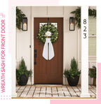 2 Pcs Scalloped Wreath Sash for Front Door Ruffle Wreath Ribbon for Yard Porch Garland Home Decor(White)