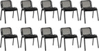 Tangkula Set of 10 Waiting Room Chairs, Stackable Reception Guest with Mesh Backrest, Waterfall Seat, Metal Frame & Carrying Handles, Office Desk Meeting Room Chairs for Lobby, Black