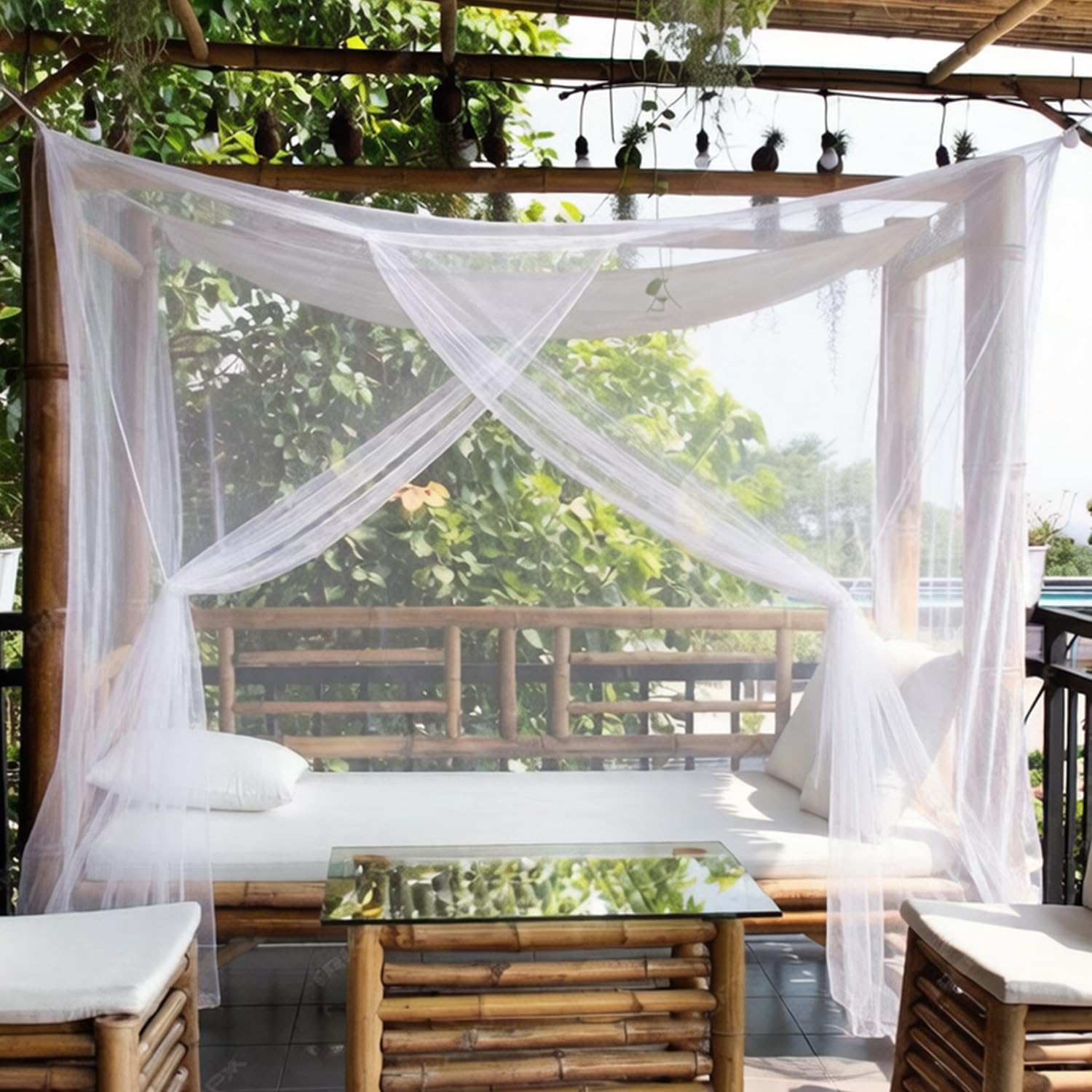 4 Corners Mosquito Net for Mosquiteros para Camas Bed Canopies Netting Bed Drapes Rectangular Mosquito Mesh for Camping Home Outdoor Travel