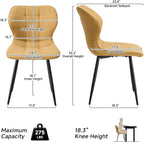 Dining Chairs Set of 4, [Water Resistant Fabric] Modern Upholstered Dining Room Kitchen Chairs with Metal Legs, Yellow (Only Chairs)