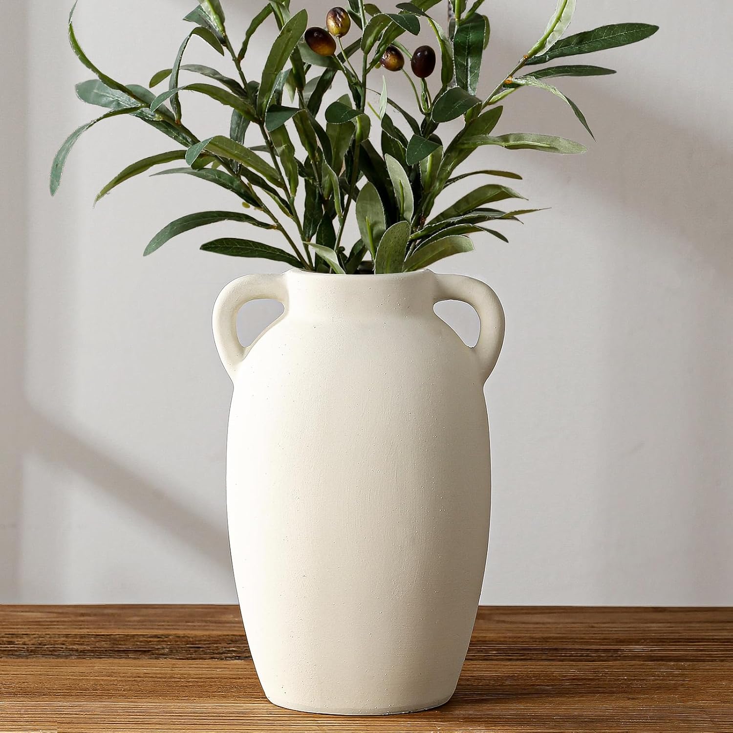 White Ceramic Vase-Boho Decorative Vase,Terracotta Tall Vases Decorative Pottery are Suitable for Decorating Living Rooms,Kitchens,and Bedrooms.