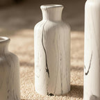 Modern Ceramic Flower Vase Set of 3, Minimalist Vase for Home Decor, Decorative Vase for Table Entryway Mantel Centerpiece Living Room Bathroom Bedroom (White Gray Marble)