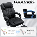 HOFFREE Heated Office Chair Massage Desk Chair with Heat 400lbs Executive Reclining Home Desk Chair with Footrest,Linkage Armrests for Heavy People(Black)
