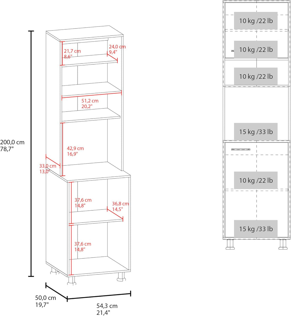 21.4" D*19.7" W*78.7" H Corner Kitchen Pantry with 3 Shelves, 2 Single Doors, Sliver Legs, Rectangular Storage Cabinet, Modern Minimalist, for Living Room, Dining Room, White