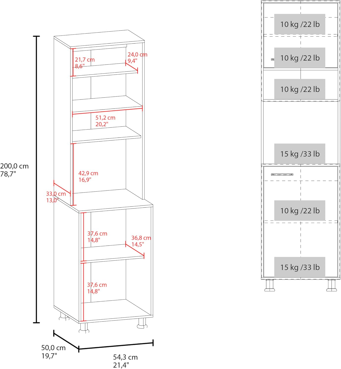 21.4" D*19.7" W*78.7" H Corner Kitchen Pantry with 3 Shelves, 2 Single Doors, Sliver Legs, Rectangular Storage Cabinet, Modern Minimalist, for Living Room, Dining Room, White