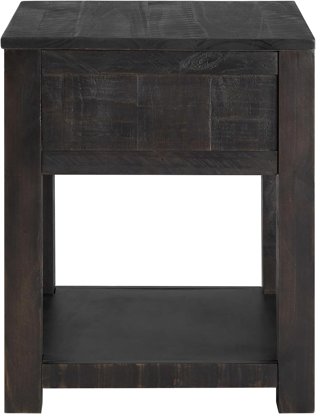 Alaterre Furniture Durham Bedroom Nightstand - 20in Small Side Table Set with Storage Drawer and Shelf - Solid Wood Modern Farmhouse Night Stands for Living Room or Bedroom (Dark Brown)