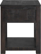 Alaterre Furniture Durham Bedroom Nightstand - 20in Small Side Table Set with Storage Drawer and Shelf - Solid Wood Modern Farmhouse Night Stands for Living Room or Bedroom (Dark Brown)