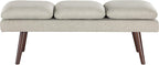 OSP Home Furnishings Amanda Mid-Century Modern Upholstered Bench with Solid Wood Tapered Legs, 54-inches, Linen Fabric