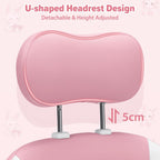 HOFFREE Kids Computer Gaming Chair for Girl with Cute Bunny Massage Lumbar Pillow Kids Pink Desk Office Chair with Adjustable Headrest and Footrest for Teen Girls