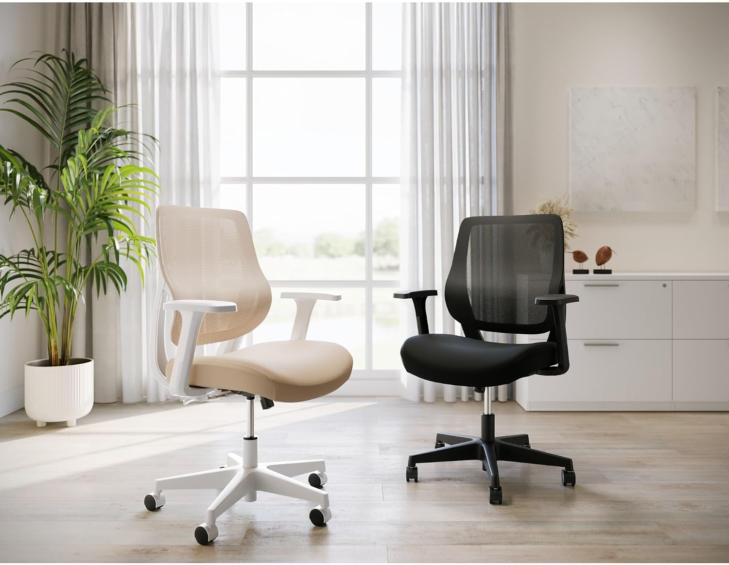 Realspace® Sensi Mesh/Fabric Low-Back Task Office Chair, Black, BIFMA Compliant
