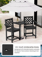 Tall Adirondack Chairs Set of 2, Outdoor 24'' Counter Height Bar Stools with Back and Arms, All-Weather HDPE Patio Tall Chairs for Balcony, Backyard, Garden, Deck (Black)