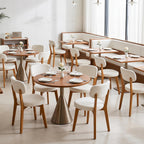 Furniliving Mid Century Modern Dining Chairs Set of 6, 300 lbs Capacity Upholstered Linen Kitchen Chairs with Solid Natural Wood Frame and Ergonomic Curved Back, Beige