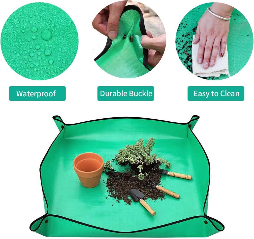 FANTIAN Potting Mat for Indoor Plant Transplanting, 29.5" X29.5" Waterproof Repotting Mat, Foldable Soil Change Mat Gardening Planting Mat - Gifts for Plant Lovers