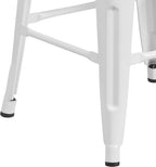EMMA + OLIVER Commercial Grade 30" H Backless White Metal Indoor-Outdoor Barstool, Square