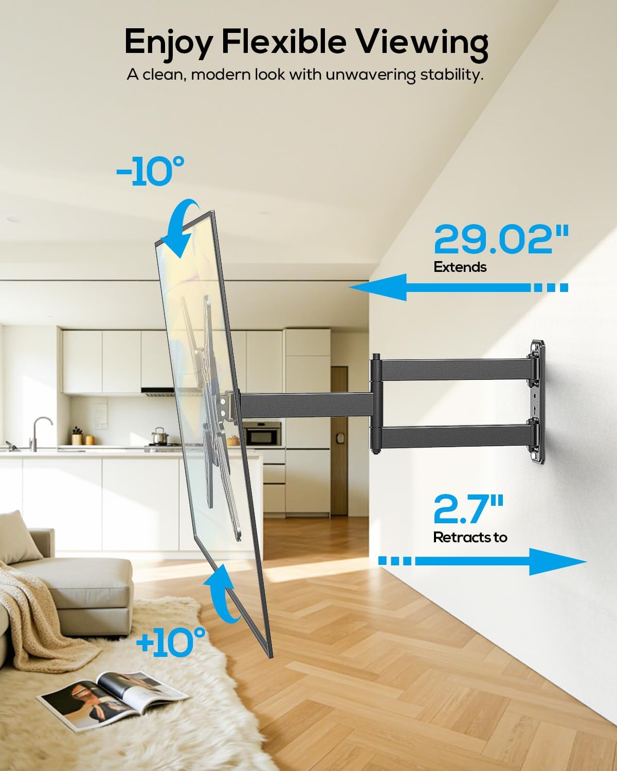 USX STAR Corner TV Wall Mount Long Arm TV Mount Bracket for 32-65 Inch TVs, Full Motion Mounts with 29” Articulating Arms Extension & Tilt & Swivel, Holds up to 400x400mm VESA, 80 lbs for 55 65 TVS