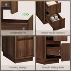 CHOEZON Narrow Nightstand and Narrow Skinny Side Table with Charging Station Bundle, Small Bedside Table with Drawers, Slim Nightstand for Small Spaces for Living Room, Bedroom, TBZ07UBF-MBZ12HT