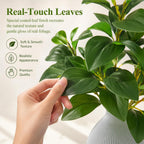 Cikuco 16.5" Artificial Eucalyptus Stems Potted Plant Faux Desk Plants,Real-Touch Greenery Stems with Vase, Fake Potted Plant for Farmhouse Home Office Decor