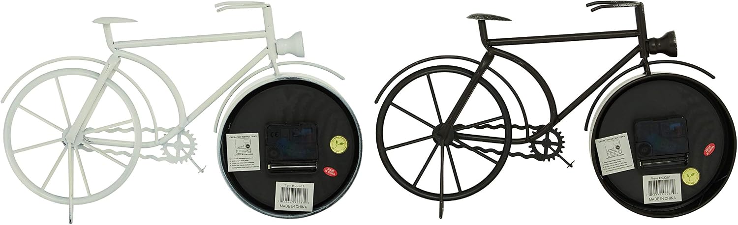 Deco 79 Metal Bike Clock, Set of 2 15"W, 9"H, Black