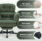 Criss Cross Office Chair with Foot Rest, Big and Tall Office Desk Chair with Flip Armrests for Pets & Cross Legged Sitting, Comfy Executive Ergonomic Reclining Computer Gaming Vanity Chair, Green
