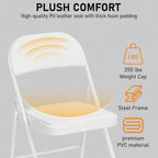 SEALAMB 10 Pack Folding Chairs with Cushion Seat, Heavy Duty Metal Frame Portable Stackable Chairs for Wedding Party Office School Church Events, Indoor Outdoor Use, 350 lb Capacity,White
