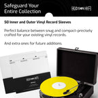 Hudson Hi-Fi 50x Inner & 50x Outer Protective Sleeves for Vinyl & Records Cover Art - Blocks Scratches, Static, Dust, Damage - Acid-Free, Smooth Slide - Fits Single Double Gatefold LP Sleeve
