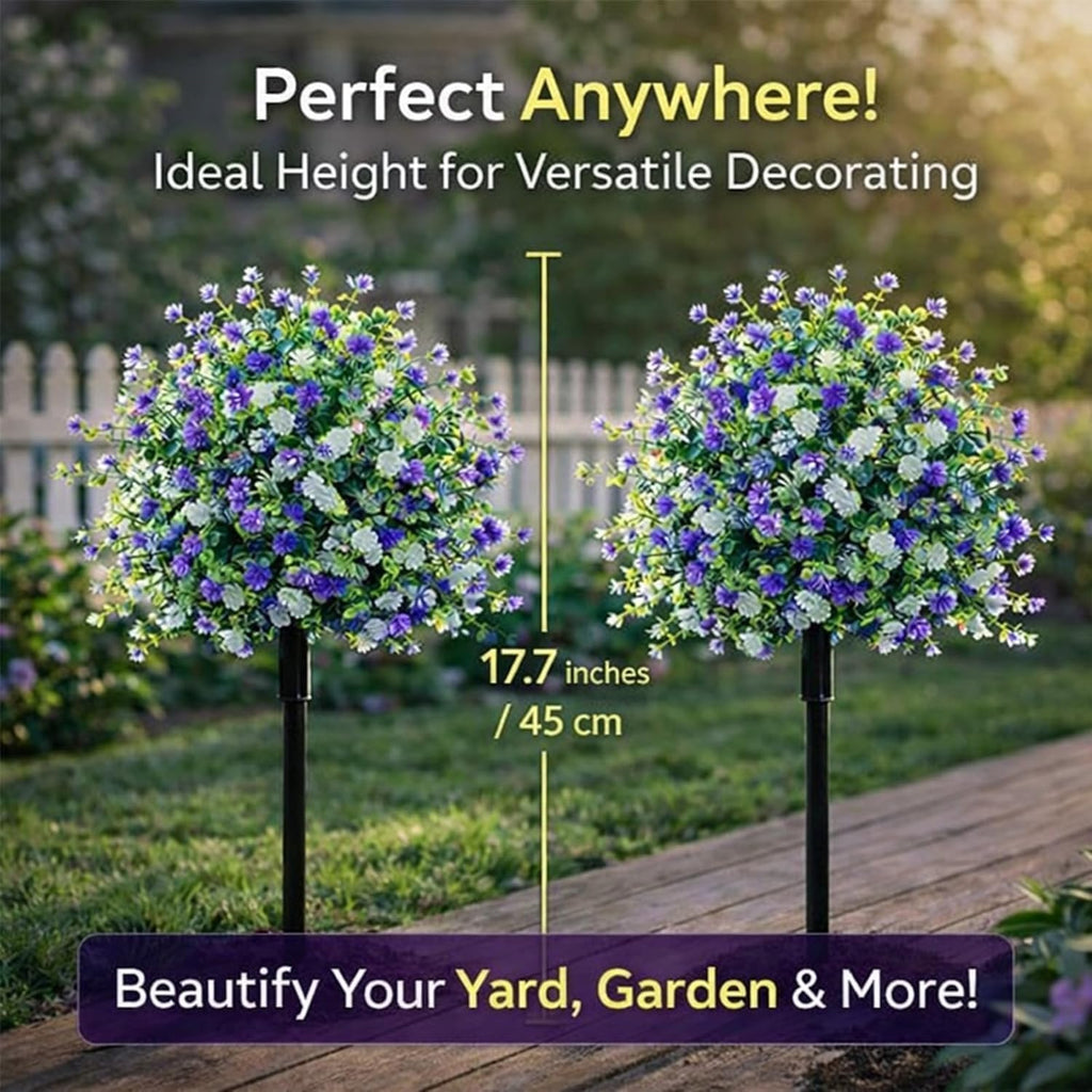 Artificial Potted Plants with Ground Stakes, UV Resistant Camellia Topiary, Outdoor Indoor Faux Shrubs, Waterproof Decorative Plants for Garden Porch Patio Yard (4)