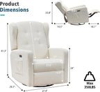 Ketaiyou Power Swivel Rocking Recliner Chair, High Back Electric Rocker Nursery Glider Chair, USB and Type-C Ports, Upholstered Teddy Fabric Reclining Single Sofa Chair for Living Room (Teddy Beige)