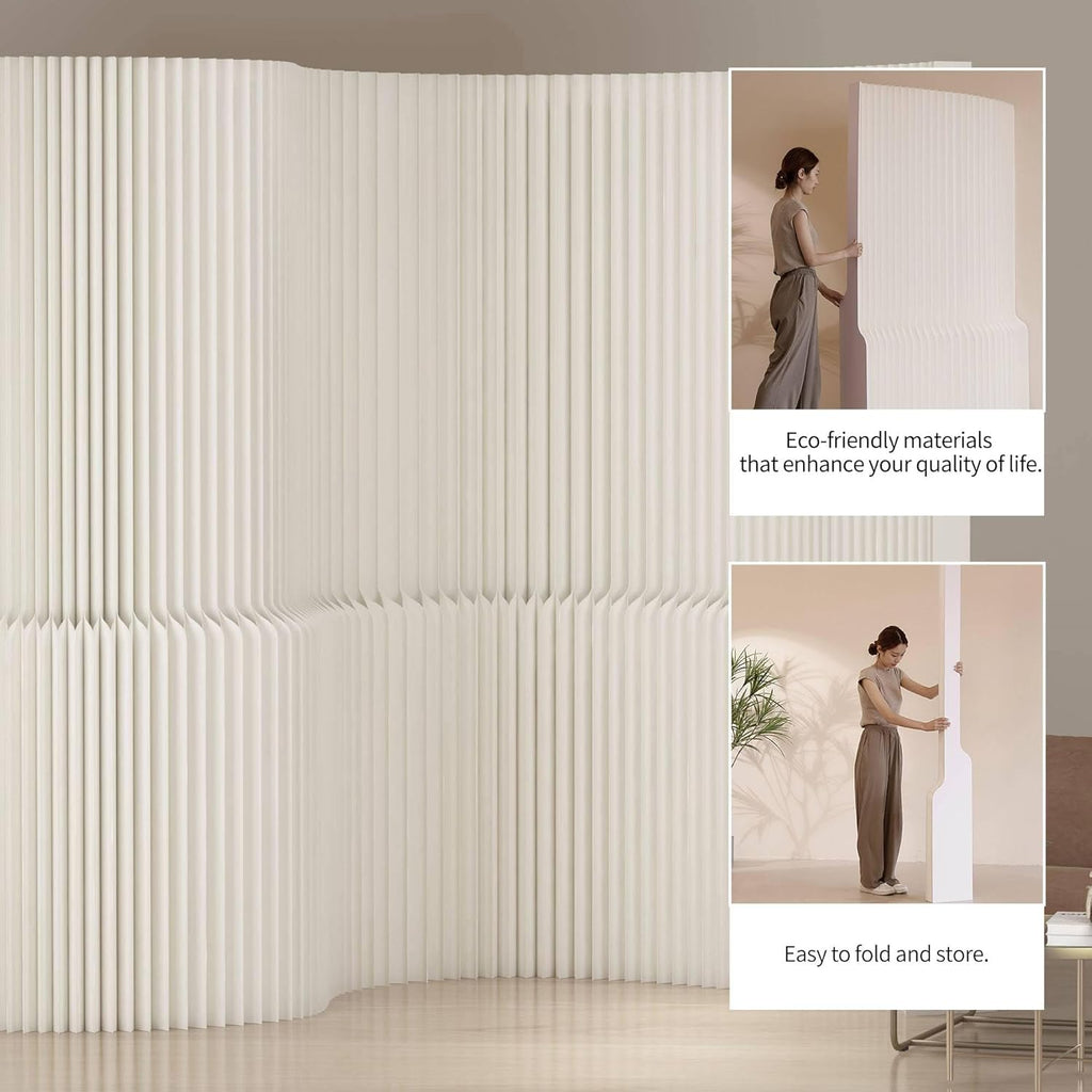 Paper Room Divider, Folding Privacy Screen, Portable Accordion Paper Partition for Temporary Space, Home Office, Events, Exhibitions, Easy Setup No Tools Needed (Style-B)