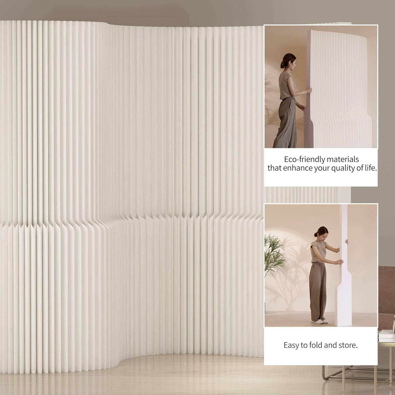 Paper Room Divider, Folding Privacy Screen, Portable Accordion Paper Partition for Temporary Space, Home Office, Events, Exhibitions, Easy Setup No Tools Needed (Style-B)
