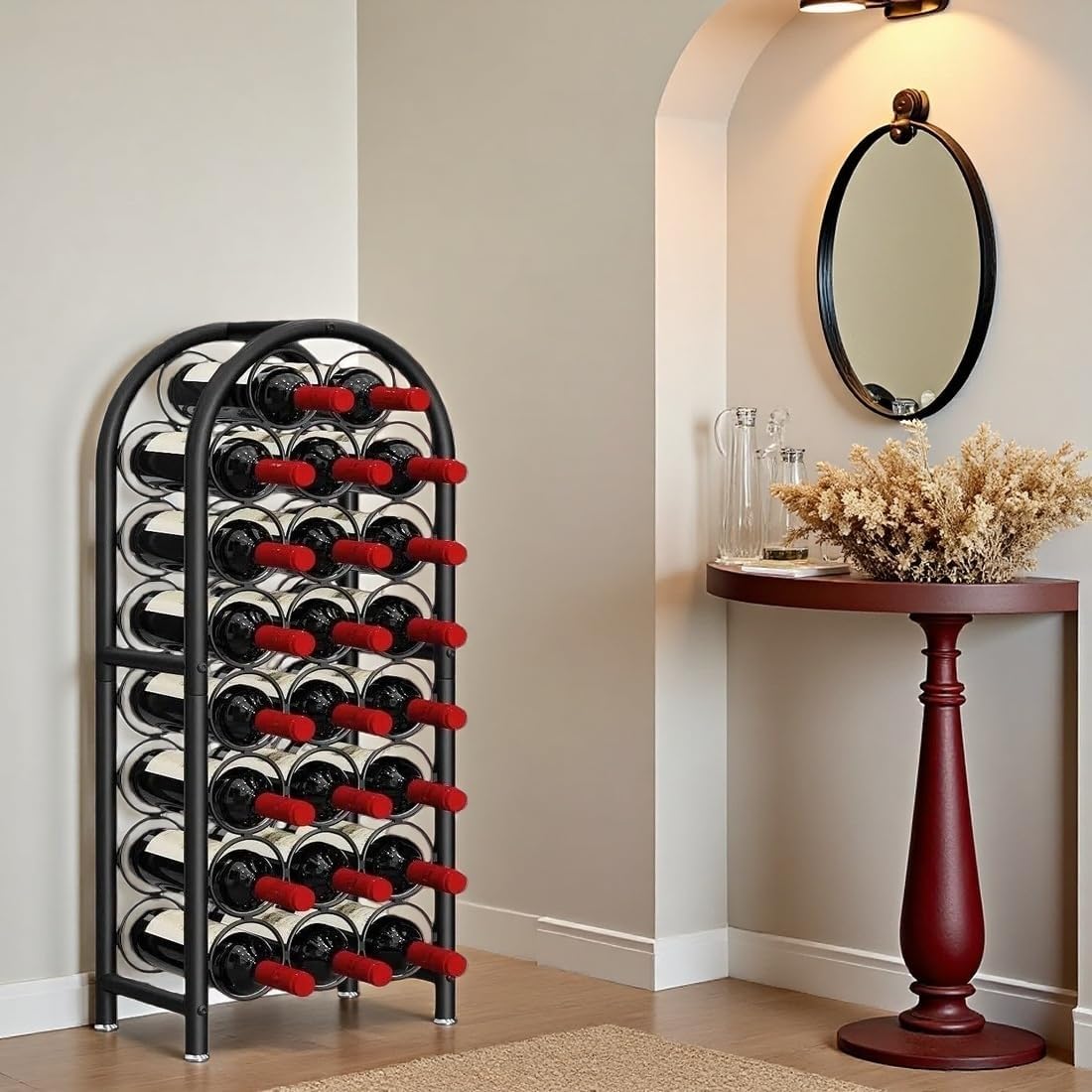 Wine Rack Free Standing Floor 23 Bottle Metal Wine Holder Organizer