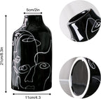 Kimdio Ceramic Vase Set, 2pcs Black and White Abstract Irregular Design Flower Vases, Modern Home Decor Living Room Decor Minimalist Decorative Vase for Pampas Grass