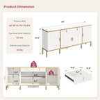 60" Modern Kitchen Buffet Cabinet, Buffets & Sideboard with Storage, Adjustable Shelves, Fluted Doors, Accent Cabinet with Drawers for Kitchen, Living Room, Hallway, White