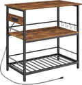 HOOBRO Kitchen Island with Storage, Kitchen Island Table with Power Outlet, 47.2" L 3 Tier Kitchen Counter and Microwave Stand, for Home, Kitchen and Dining Room, Rustic Brown and Black BF120UZD01