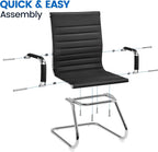 Yaheetech Faux Leather Office Reception Chair Without Wheels Mid Back Ergonomic Guest Chairs for Conference Reception Room Waiting Room, Set of 2 Black