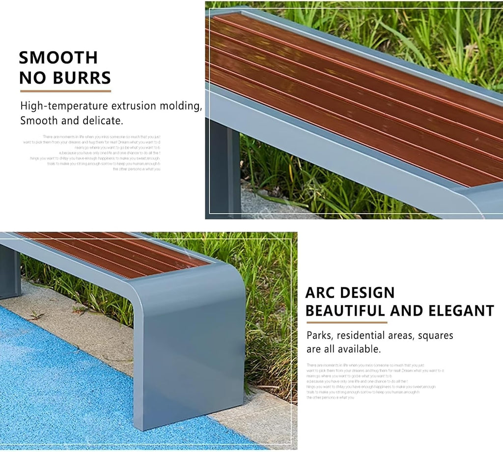 Outdoor Bench Weatherproof Clearance Garden Porch Bench Curved Backless Natural Design with Oiled Finish Never Deformation or Fade for Porch Pool Garden Lawn(Red,120cm/47in)